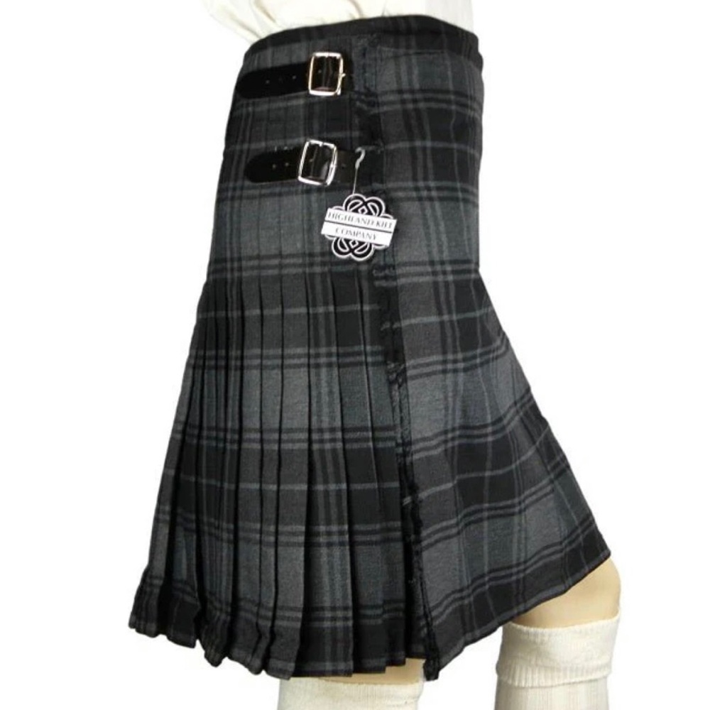 Chic Black and Gray Plaid A-Line kilt/Dark Highlander Heavyweight kilt Sz:32